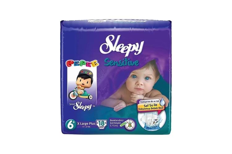 Sleepy Sensitive Bağlamalı Çocuk Bezi No:6+ 18 Adet