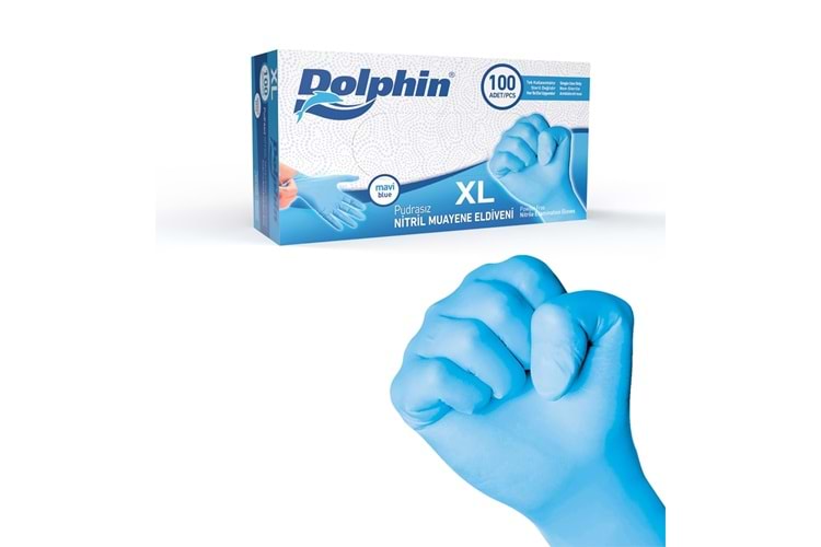 Dolphin Nitril Pudrasız Mavi Eldiven XLarge