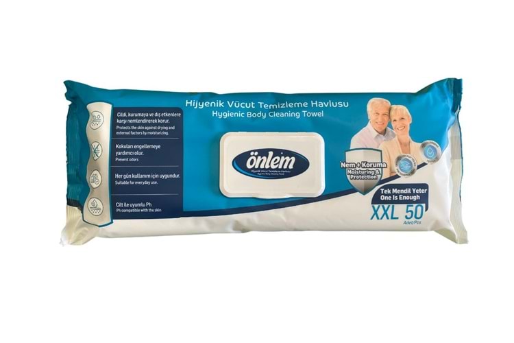 Önlem Vücut Temizleme Havlusu XXL 50 Adet (32x32)