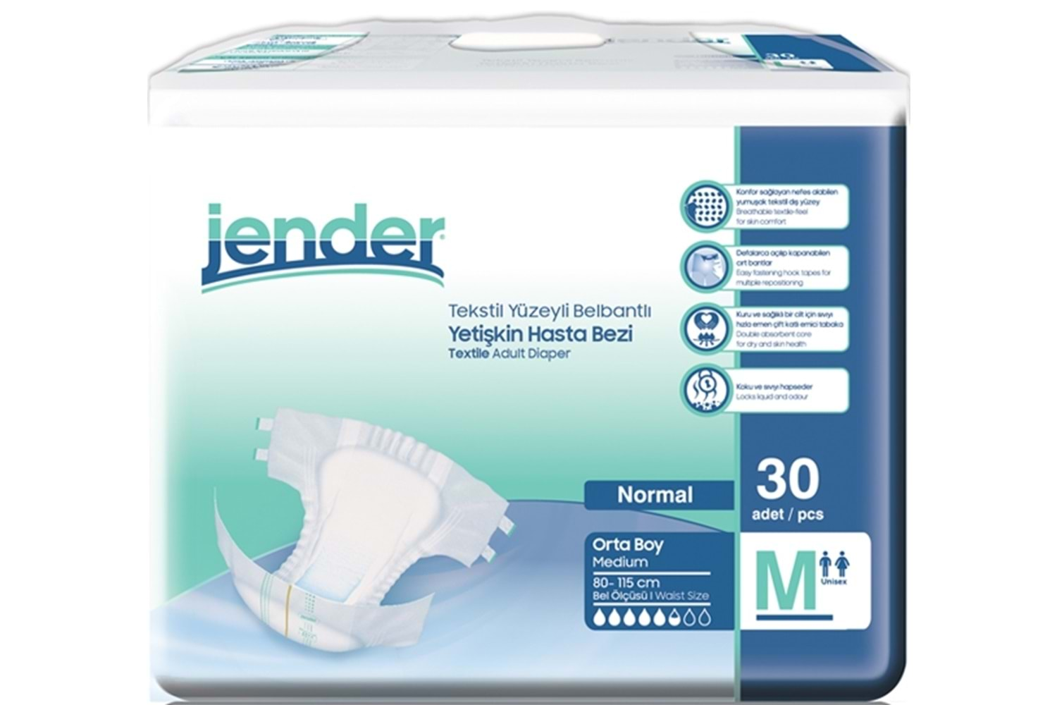 Jender Hasta Bezi Bağlamalı 30 Adet Medium