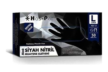 Haspet Siyah Nitril Muayene Eldiveni Large