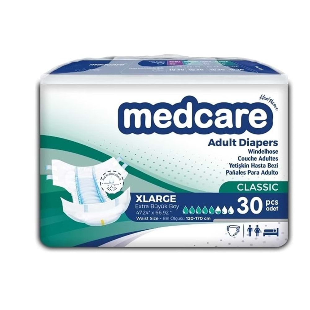 Medcare Hasta Bezi Classic Bağlamalı XLarge 30 Adet